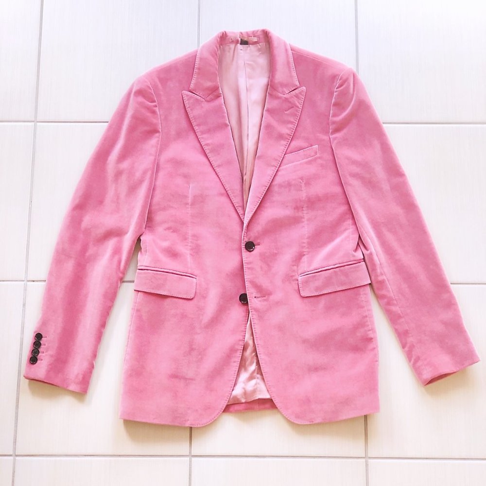 BURBERRY Pink Velvet Blazer Sport Suit Jacket